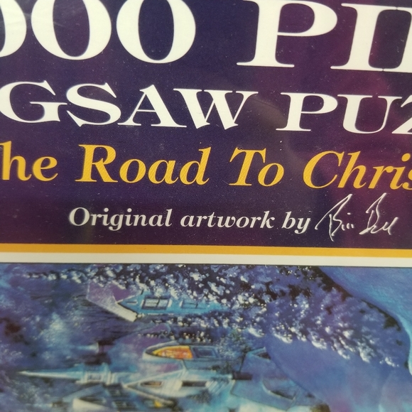 1995 The Road to Christmas 1000 Piece Jigsaw Puzzle Glow in the Dark 20” x 27” - Picture 9 of 12
